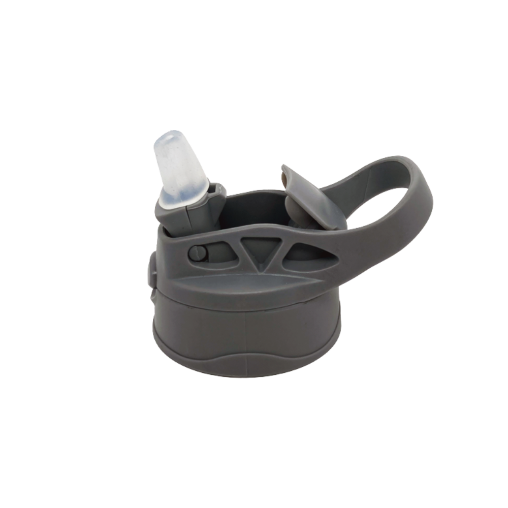 Gray kids flipswitch lid for sippy cups with handle on a white background