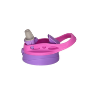 Pink and purple kids flipswitch lid for sippy cups with handle on a white background