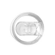 Clear plastic 12oz Push-On Slide lid on a white background