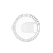 Clear plastic 18oz Push-On Slide lid on a white background