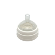 White 9oz baby bottle lid with nipple on a white background