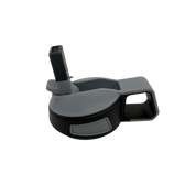 Black and gray plastic Kids Tumbler lis with straw on a white background