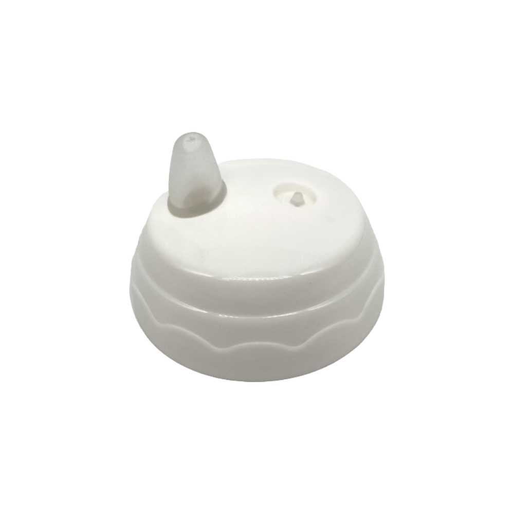 White plastic 9oz Sippy Cup lid on a white background