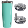 Sea Foam green tumbler with two lids on a white background