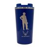 Coffee tumbler in blue with the official U.S. Air Force logo and airman