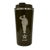 Coffee tumbler in blue with the official U.S. Army logo with soldier