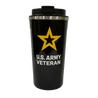 Coffee tumbler in blue with the official U.S. Army Veteran logo
