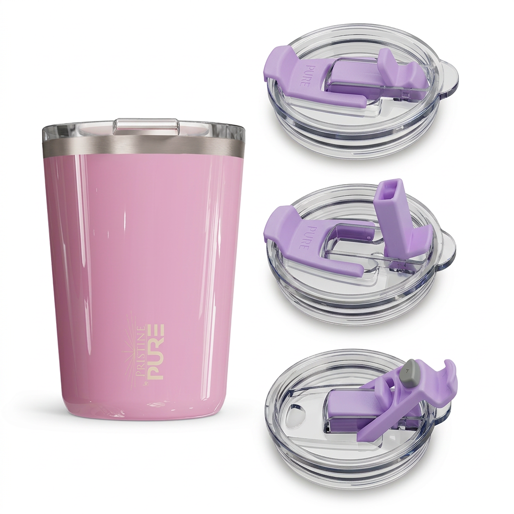 “Twistie” Stainless Steel Kids Cup with Straw – 14oz – Antimicrobial - Solid Colors - PURE Drinkware