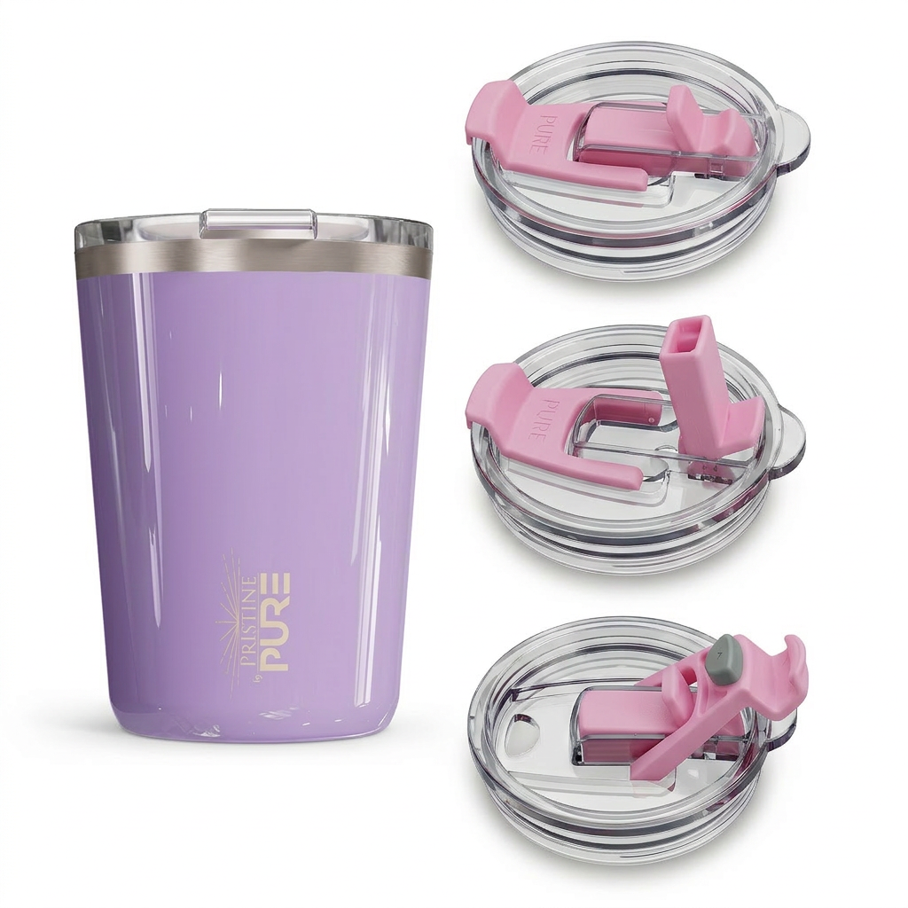 “Twistie” Stainless Steel Kids Cup with Straw – 14oz – Antimicrobial - Solid Colors - PURE Drinkware