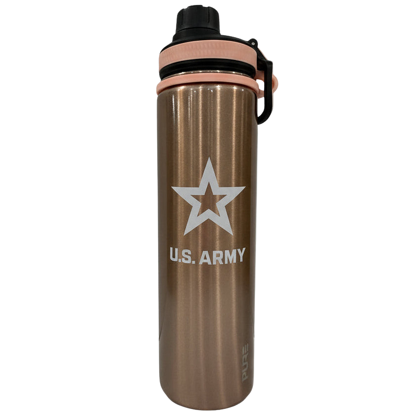 Official U.S. Army Logo on rose gold water bottle