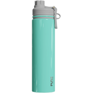 Teal spill proof antimicrobial 25oz water bottle with gray cap on a white background