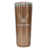 Rose gold 22oz tumbler with U.S. Air Force logo on a white background