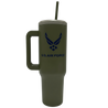 Green 40oz tumbler with U.S. Air Force logo on a white background