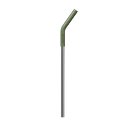 Green tip and metal antimicrobial straw on white background