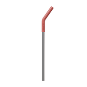 Pink tip and metal antimicrobial straw on white background
