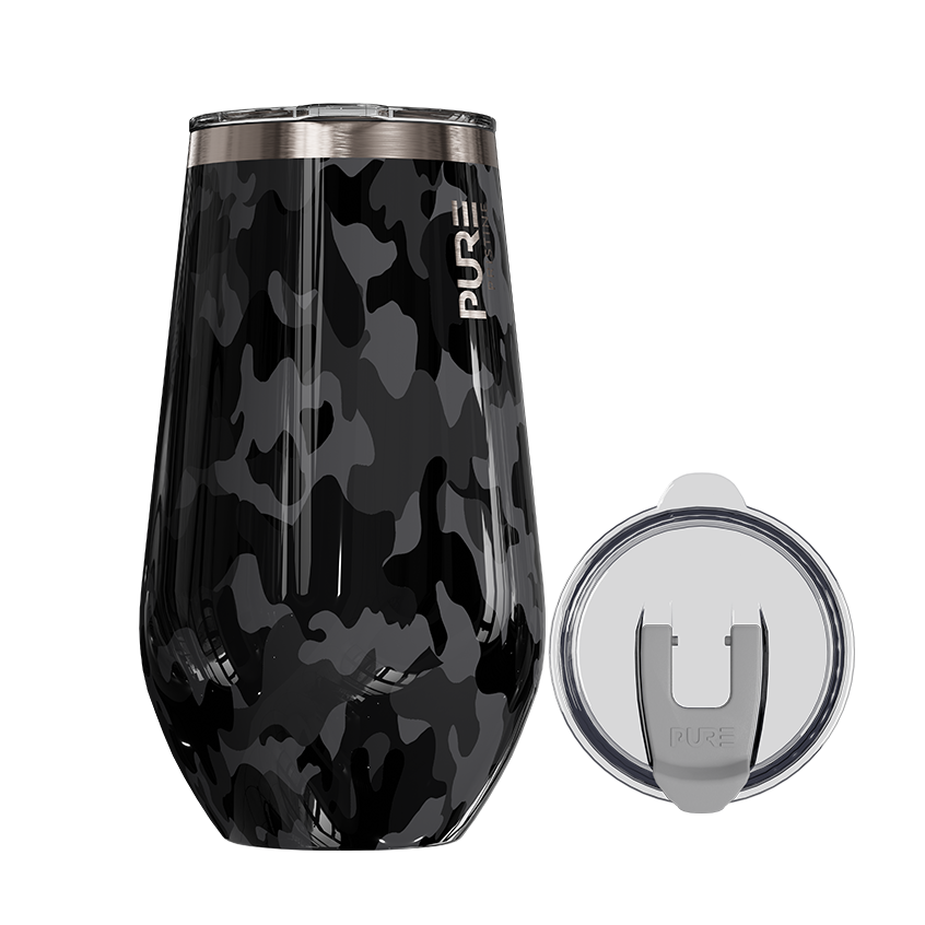 Halfsies Wine 16oz Patterns – Black Camo - PURE Drinkware