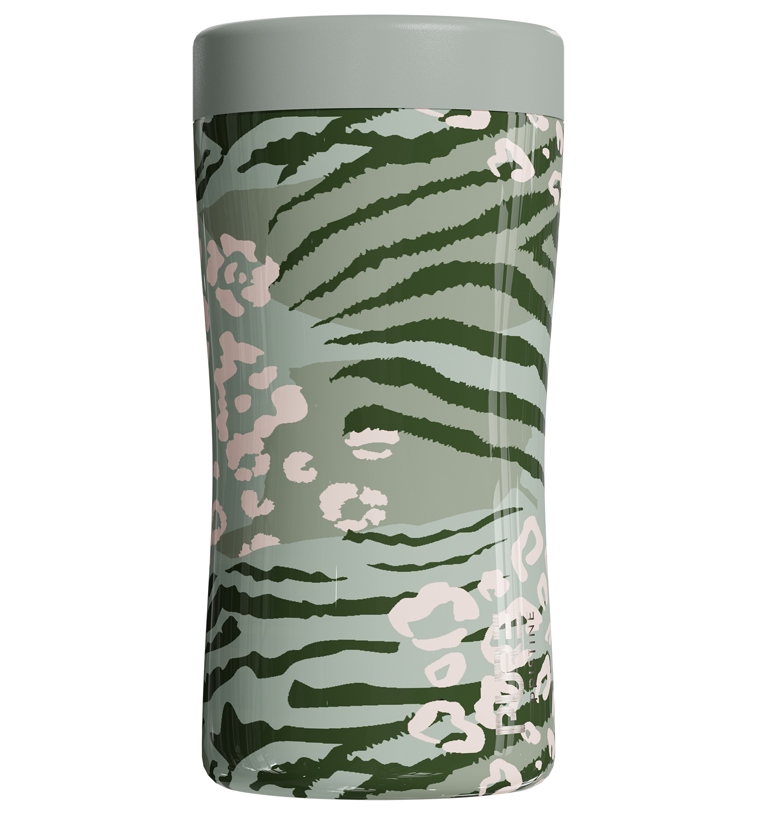 12 oz. insulated beverage holder in animal print with light green background