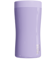 A 12oz antimicrobial stainless steel can cooler in lavender color with a double-walled design.