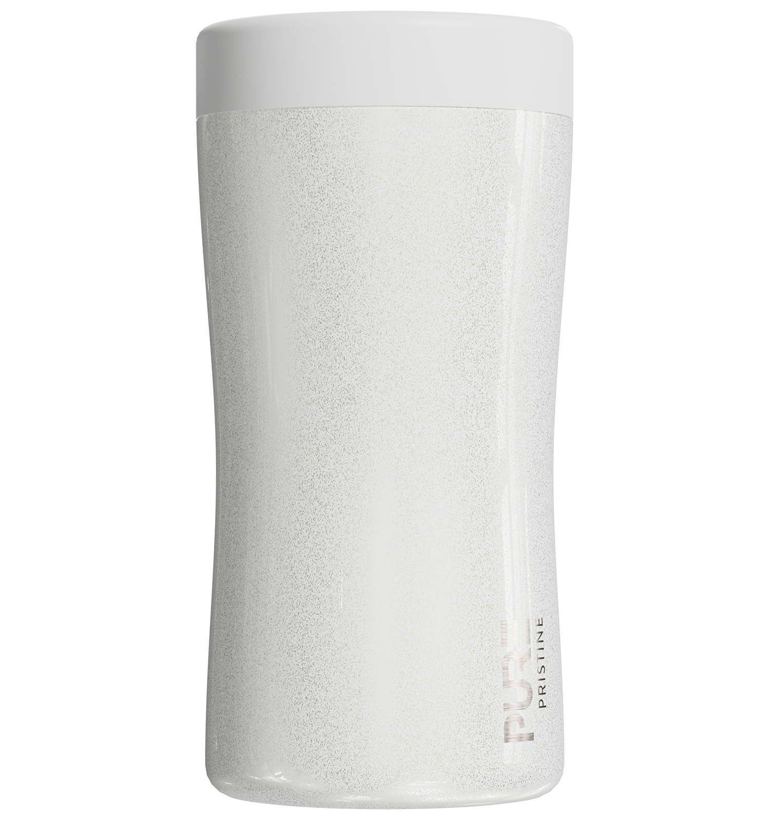 A diaphanous 12oz Kojak antimicrobial insulated can cooler designed to fit multiple sized cans and bottles, shown in white color.