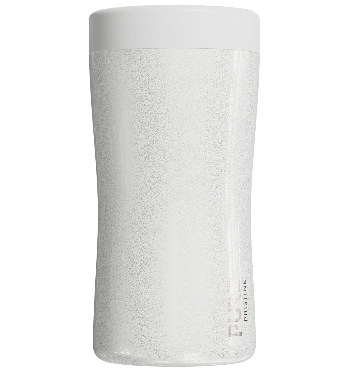 A diaphanous 12oz Kojak antimicrobial insulated can cooler designed to fit multiple sized cans and bottles, shown in white color.
